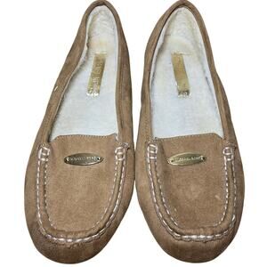 Michael Kors MILA Tan Faux Fur Lined Loafer Suede Shoes US Womens 6.5, Youth 5